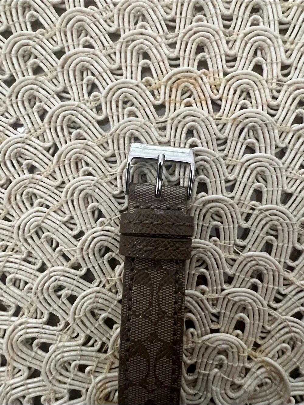 Coach Brown Signature Leather Strap Watch with Silver Dial